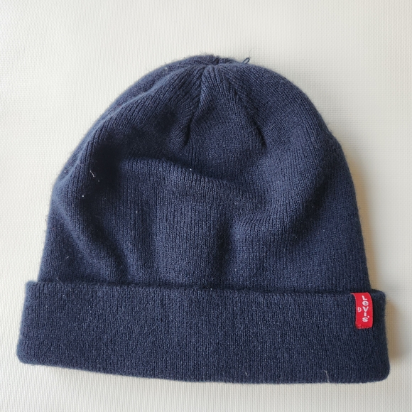 Levi's Other - Levi's Dark Blue Knit Beanie with Red Logo